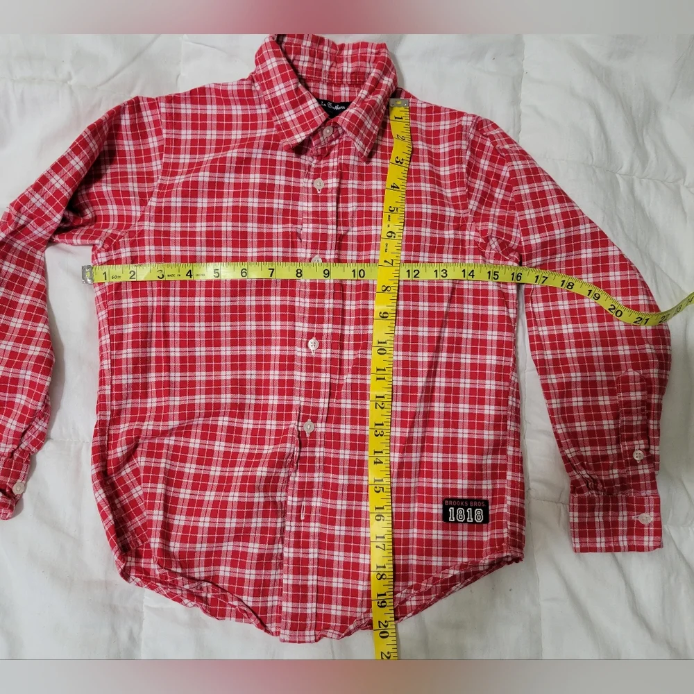Brooks Brothers Boys Red Plaid Long Sleeve Button Down Shirt Size Small Holiday